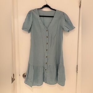 Light Blue Button-Down Dress